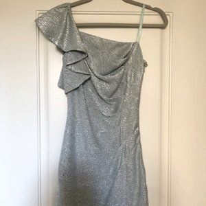 Ruffled One Shoulder Formal Dress, Size Small